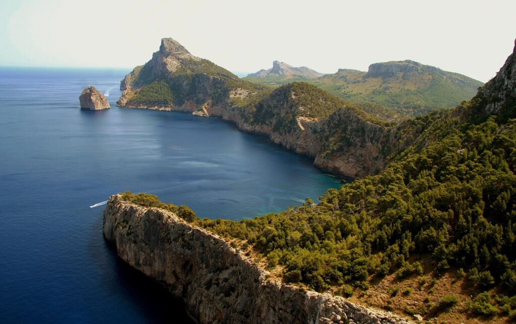 Breathtaking landscape of Freycinet Peninsula with hills, clear blue waters, and green forests, offering a serene natural escape